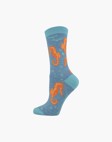 Bamboozld Womens Seahorse Bamboo Socks - Blue / W2-8