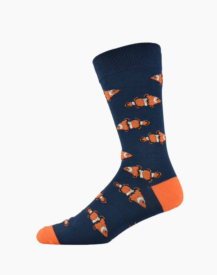 Bamboozld Mens Clown Fish Bamboo Socks R7-11 Navy