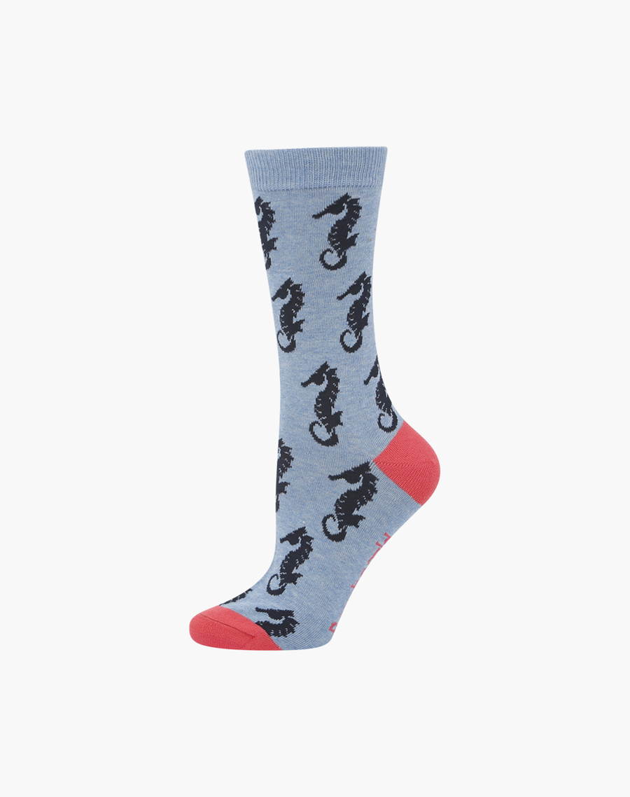 Bamboozld Womens Seahorse Bamboo Socks - W2-8 / Blue