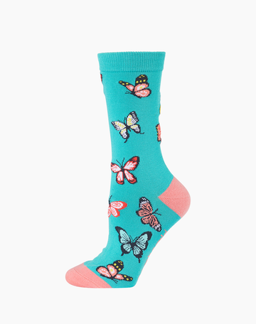 Bamboozld Womens Flutters Bamboo Socks - Teal / W2-8