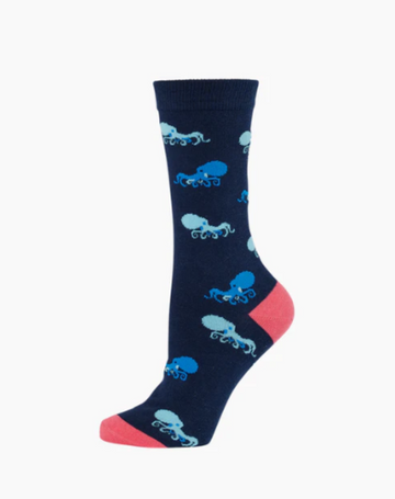 Bamboozld Womens Octopus Bamboo Socks - W2-8 / Navy