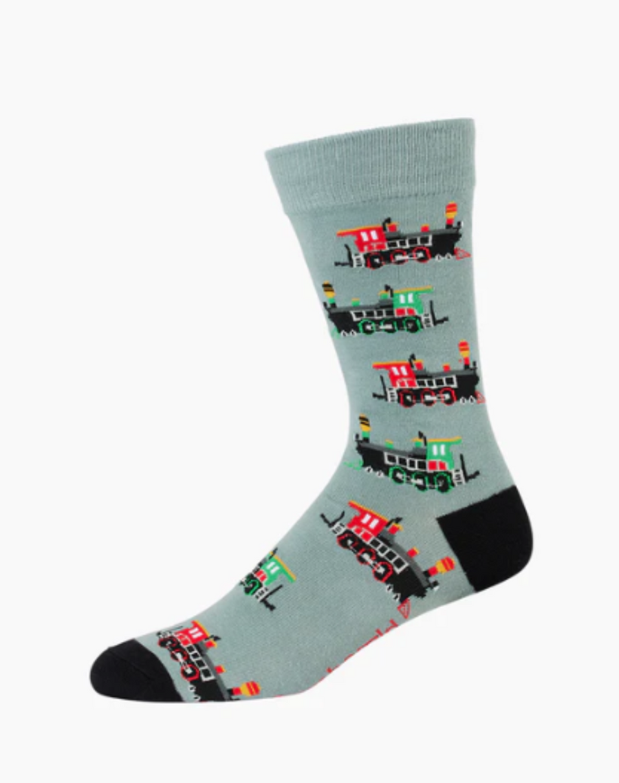 Bamboozld Mens Steam Train Bamboo Socks - Kha / R7-11