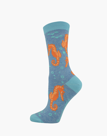 Bamboozld Kids Seahorse Magic Bamboo Sock Medium 6-8 Blue