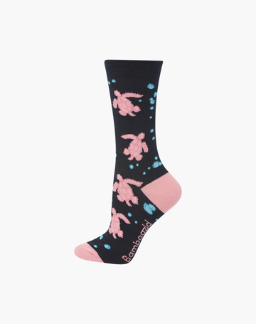 Bamboozld Womens Sea Turtle Bamboo Socks - W2-8 / Navy