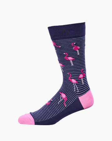 Bamboozld Mens Flamingo Bamboo Sock -navy Stripe / K11-14