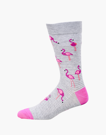 Bamboozld Mens Flamingo Bamboo Socks - Grey Stripe / R7-11