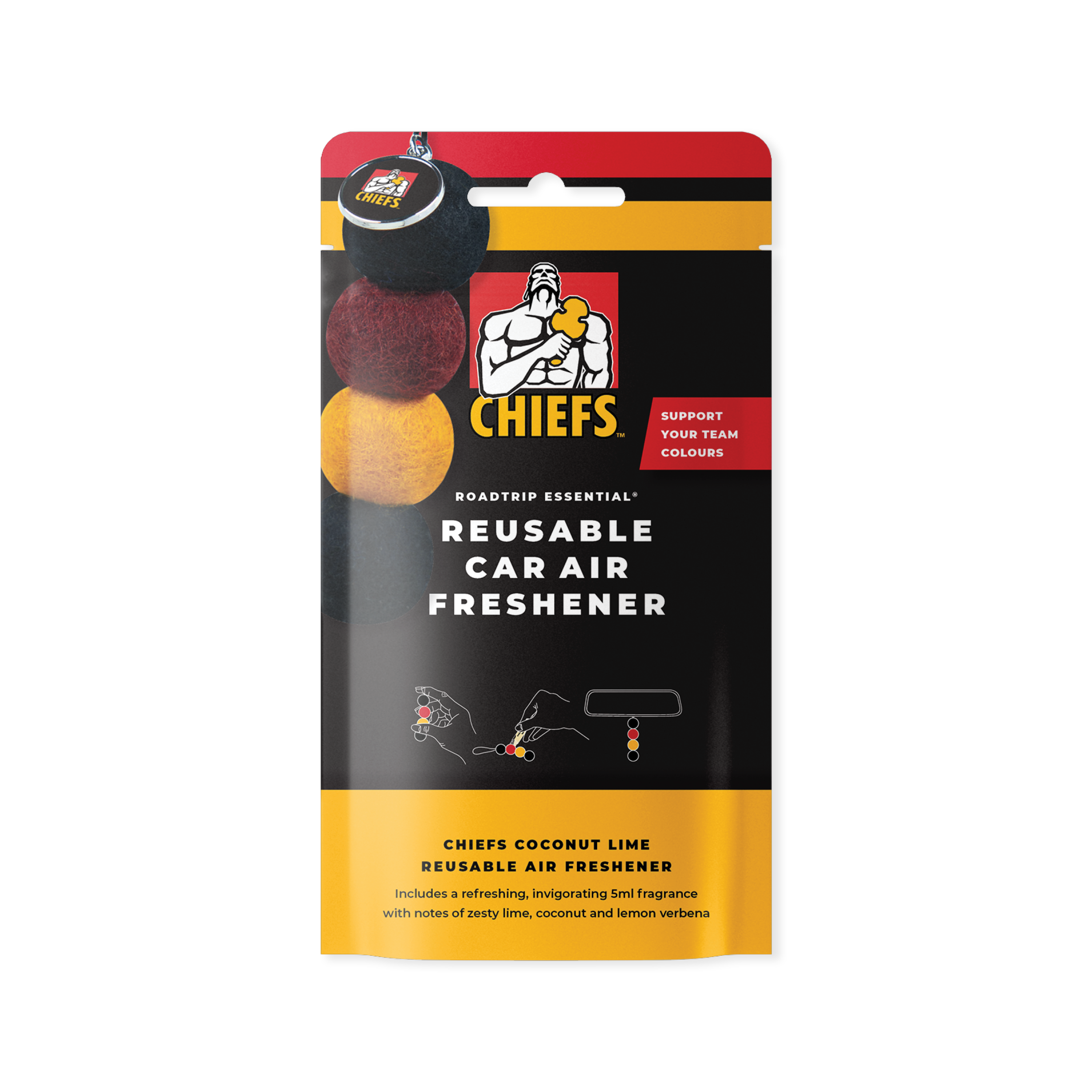 SUPER RUGBY HAMILTON CHIEFS Roadtrip Essential Reusable Car Air Freshener Package
