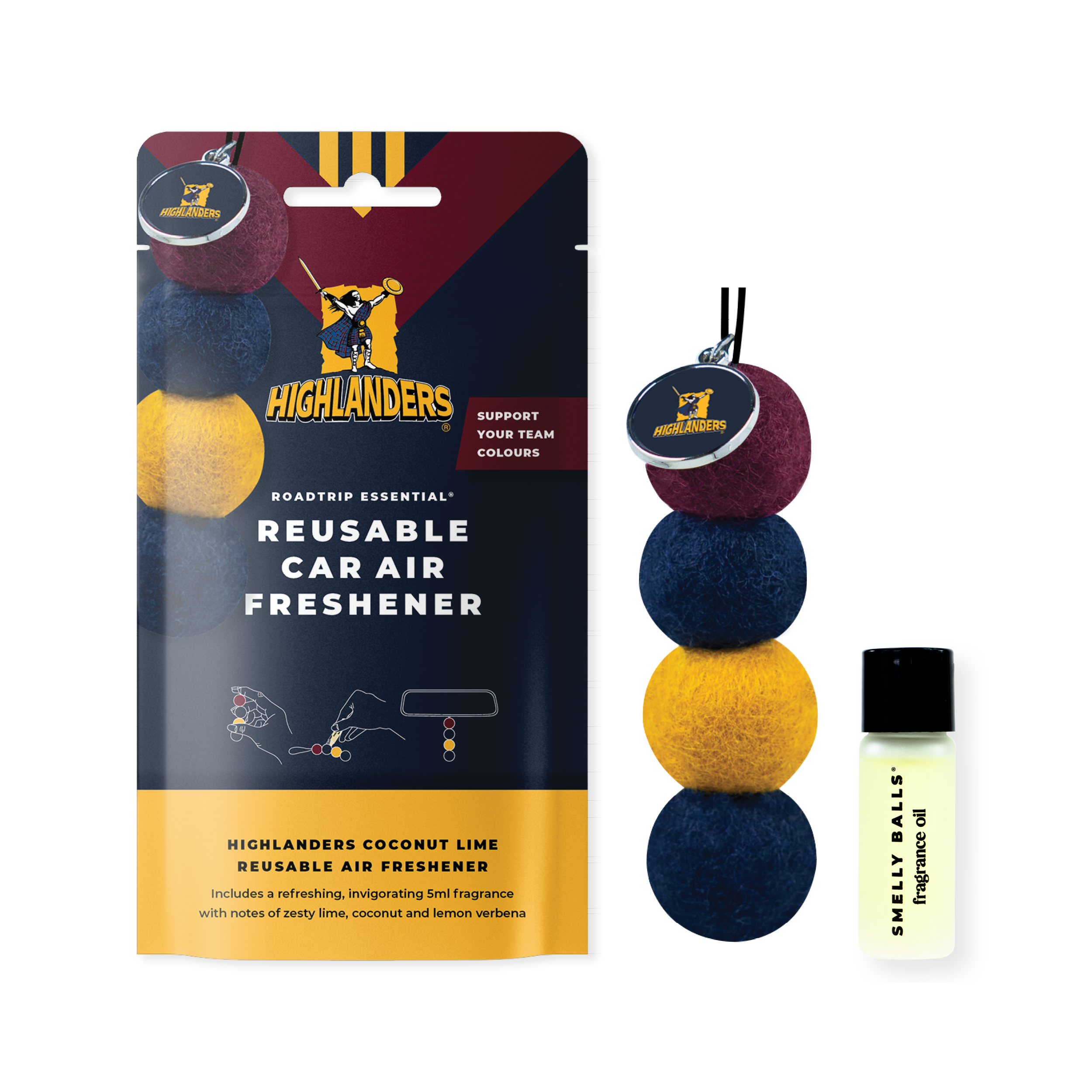 DUNEDIN HIGHLANDERS Reusable Car Air Freshener - Coconut + Lime