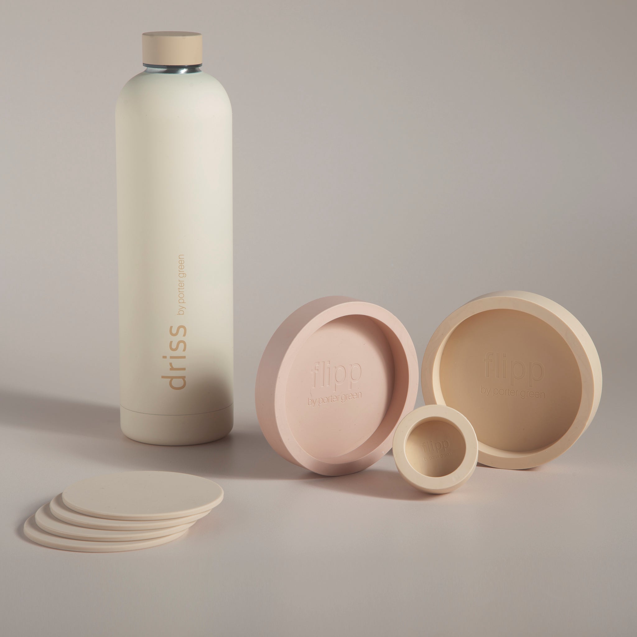 Porter Green | Ciss | Unbreakable Silicone Coasters | Wheat + Oat