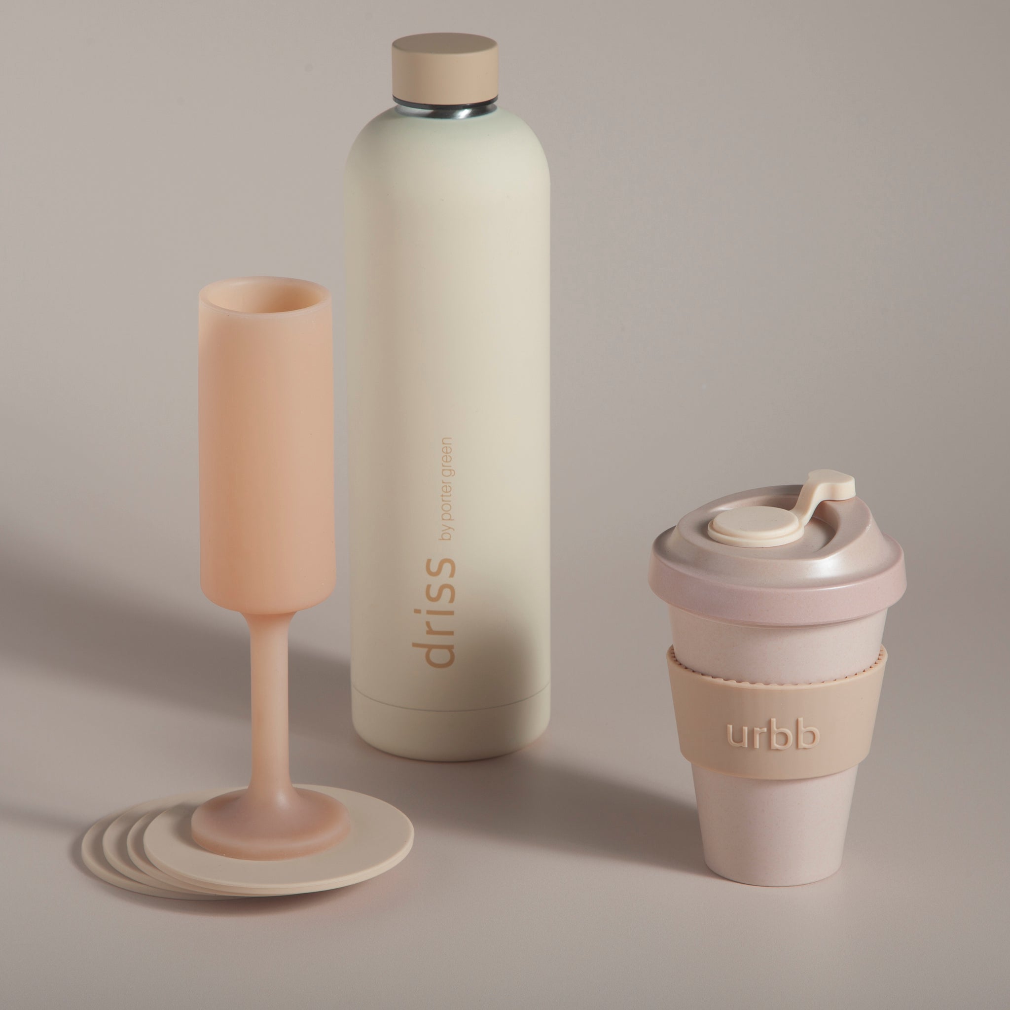 Porter Green | Ciss | Unbreakable Silicone Coasters | Wheat + Oat