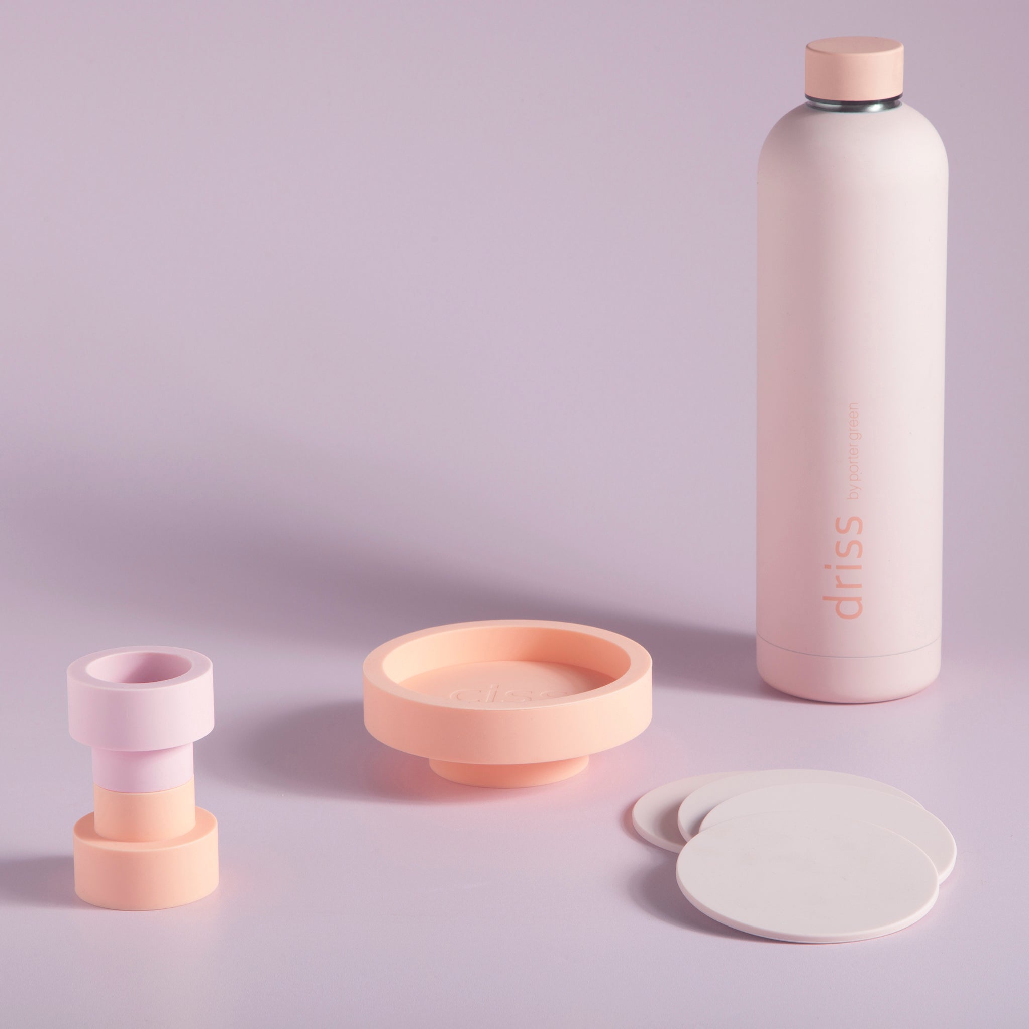 Porter Green | Ciss | Unbreakable Silicone Coasters | Peach + Petal