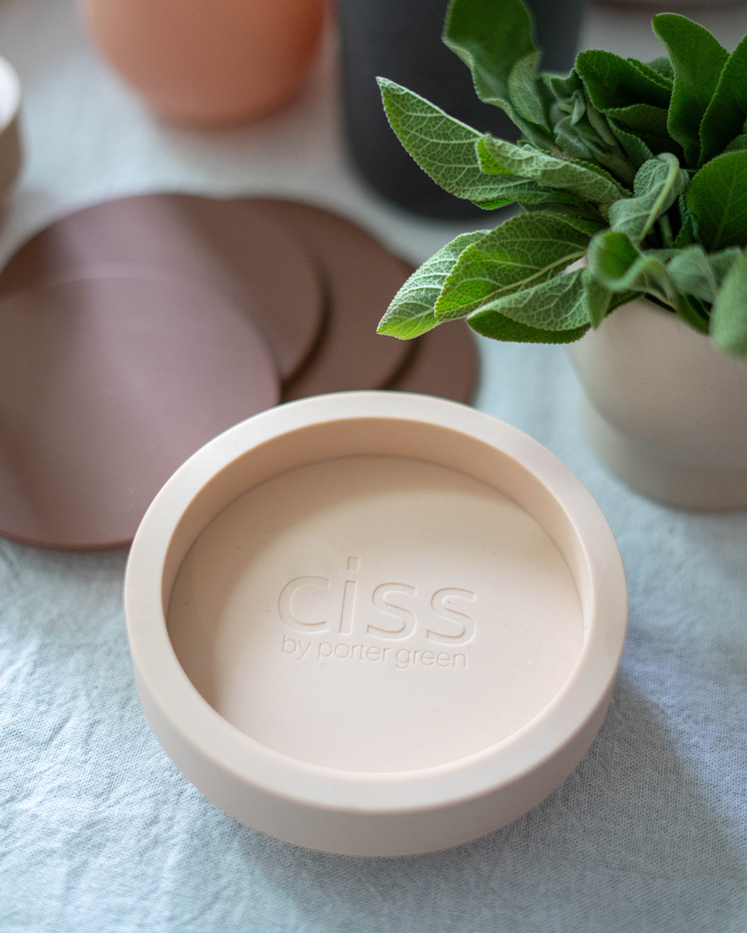 Porter Green | Ciss | Unbreakable Silicone Coasters | Latte + Donkey