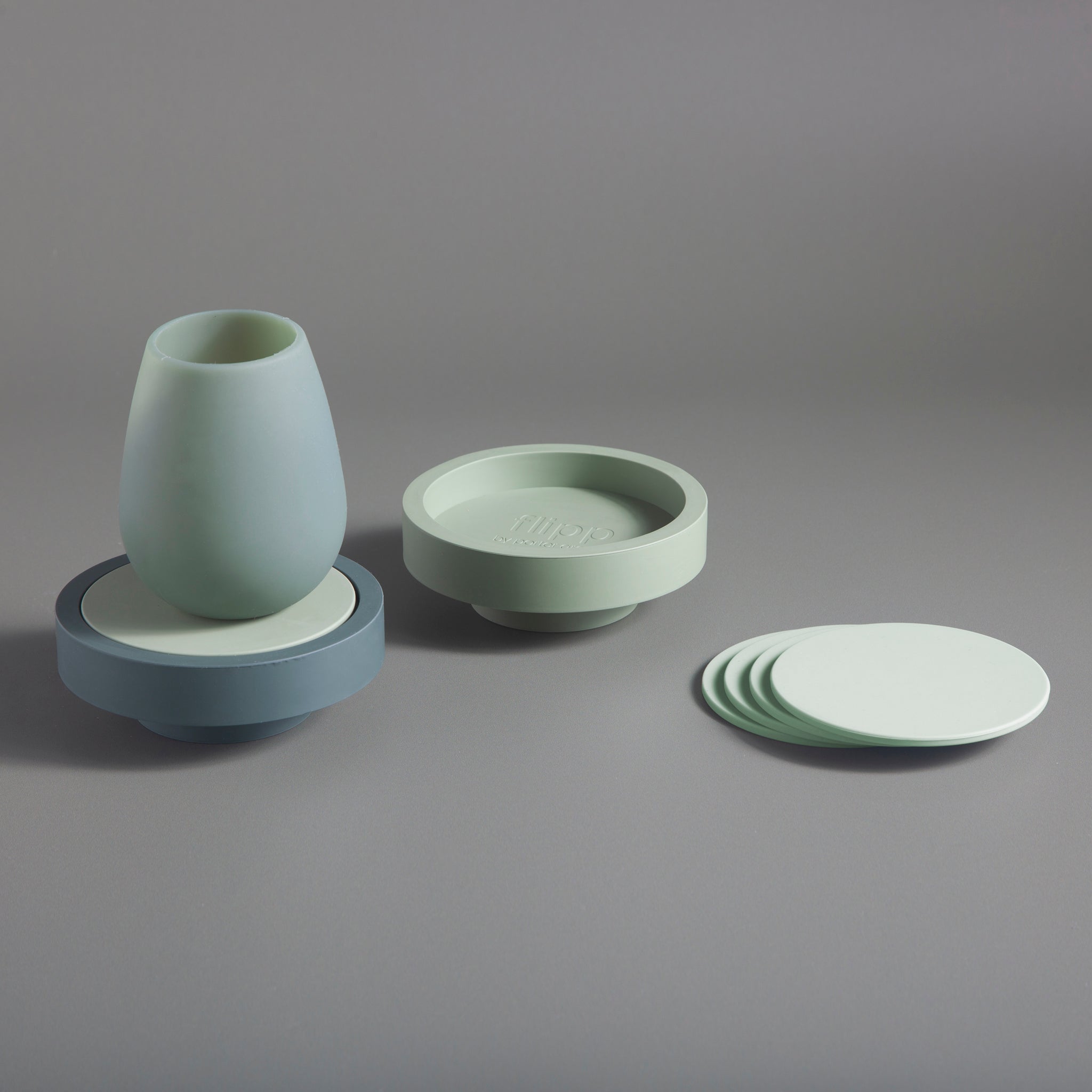 Porter Green | Ciss | Unbreakable Silicone Coasters | Sage + Olive