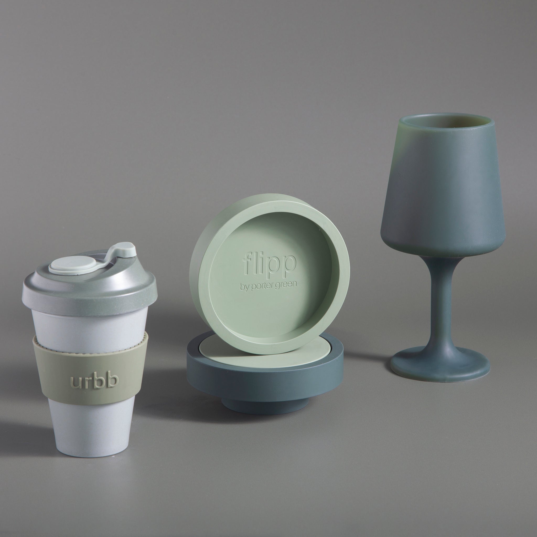 Porter Green | Ciss | Unbreakable Silicone Coasters | Sage + Olive