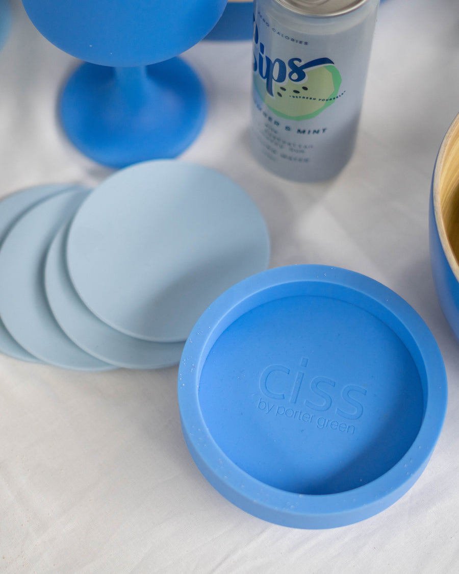 Porter Green | Ciss | Unbreakable Silicone Coasters | Sky + Kingfisher