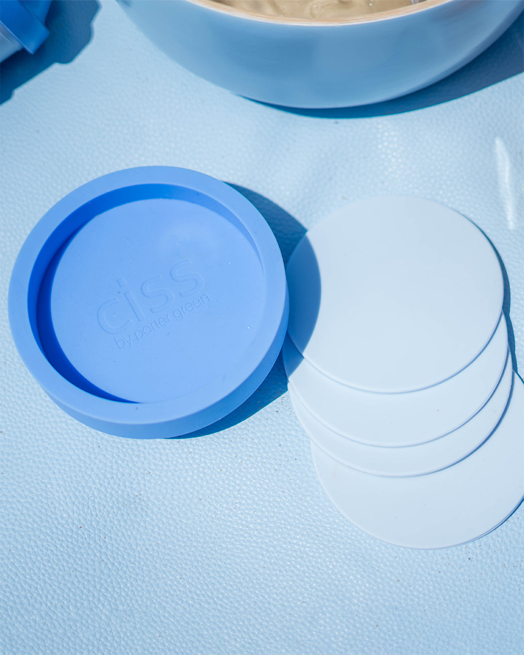 Porter Green | Ciss | Unbreakable Silicone Coasters | Sky + Kingfisher