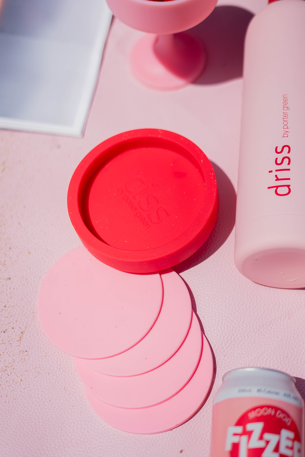 Porter Green | Ciss | Unbreakable Silicone Coasters | Cherry + Blush