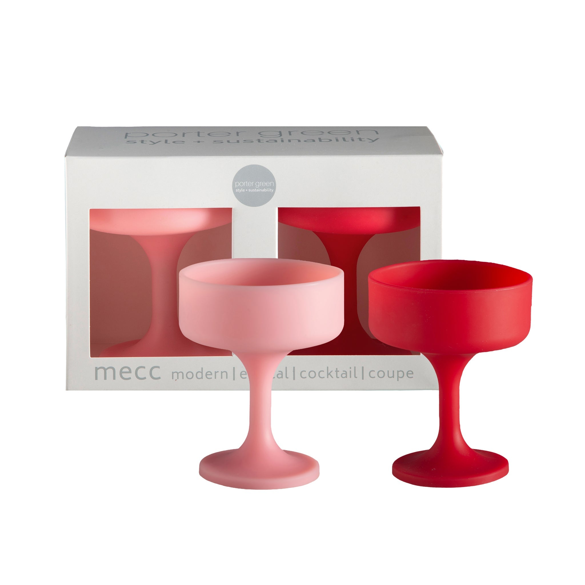 Porter Green | Mecc | Silicone Unbreakable Cocktail Glasses | Cherry + Blush