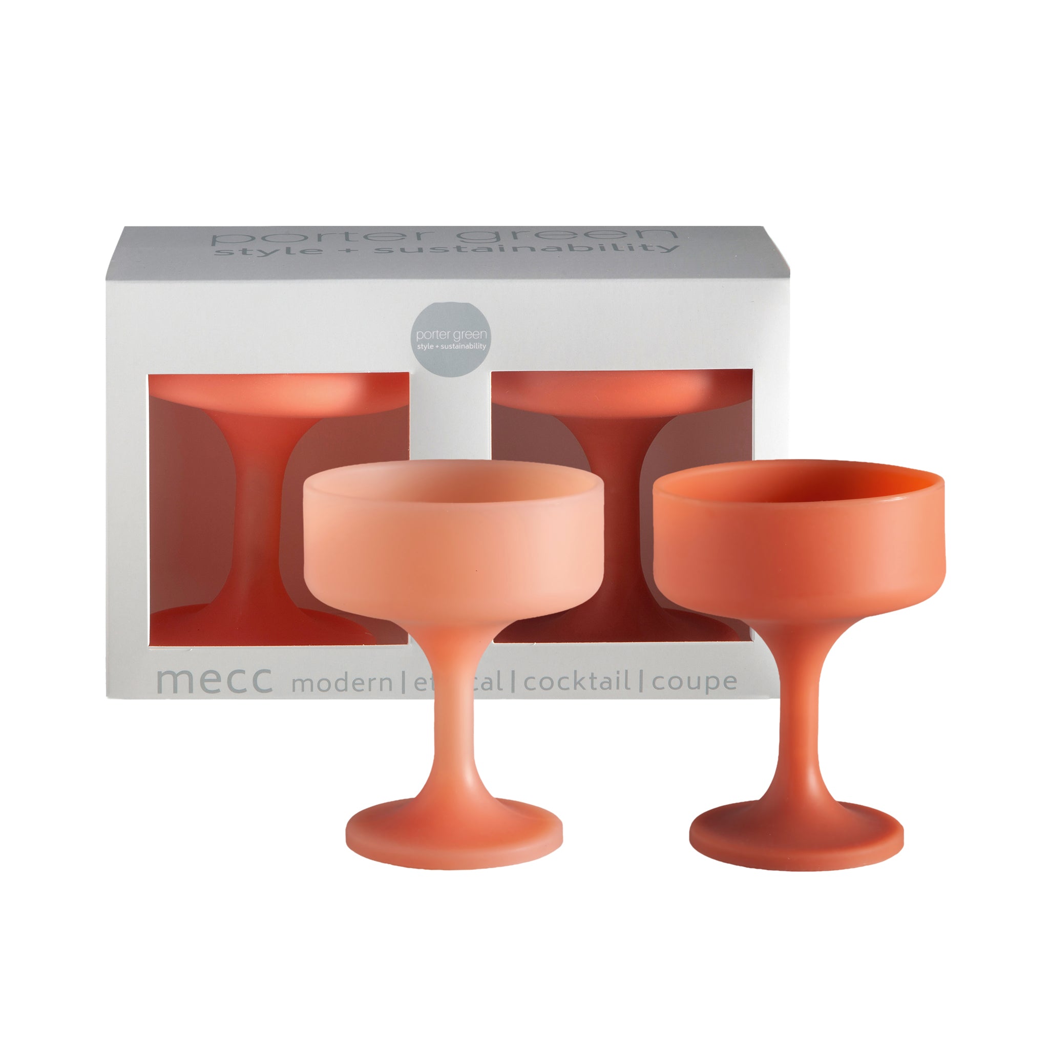 Porter Green | Mecc | Silicone Unbreakable Cocktail Glasses | Terra + Peach