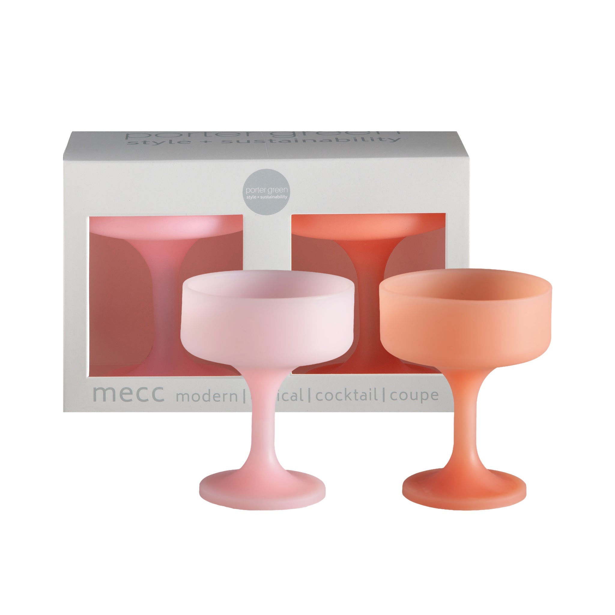 Porter Green | Mecc | Silicone Unbreakable Cocktail Glasses | Peach + Petal