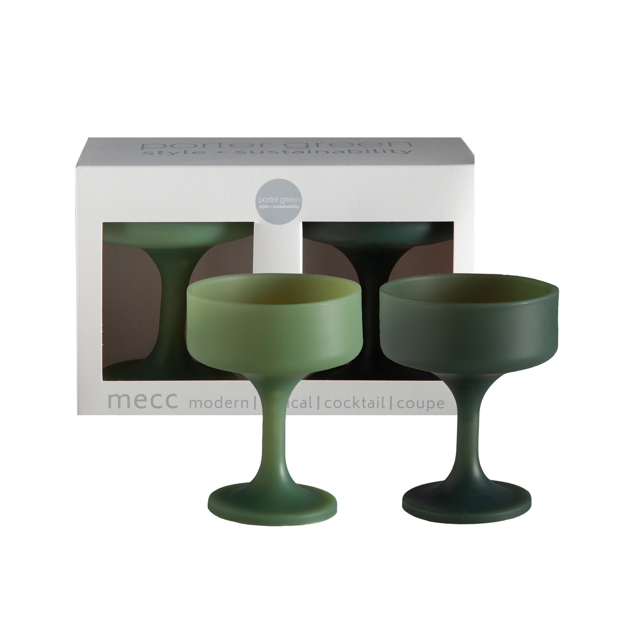 Porter Green | Mecc | Silicone Unbreakable Cocktail Glasses | Sage + Olive