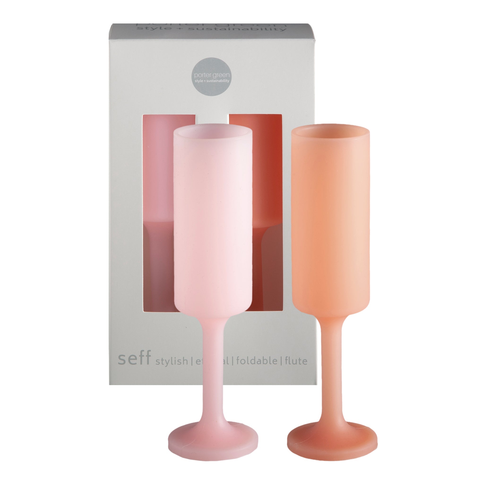 Porter Green | Seff | Silicone Unbreakable Champagne Flutes | Peach + Petal