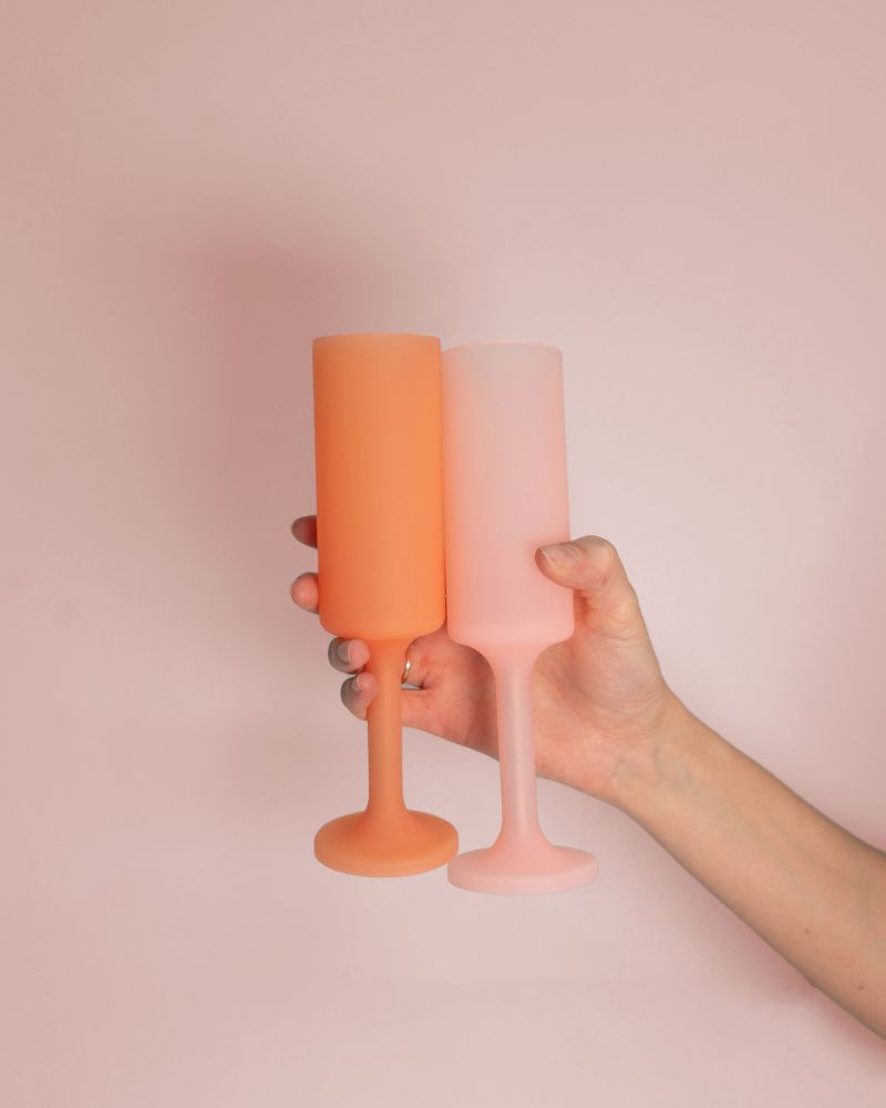Porter Green | Seff | Silicone Unbreakable Champagne Flutes | Peach + Petal