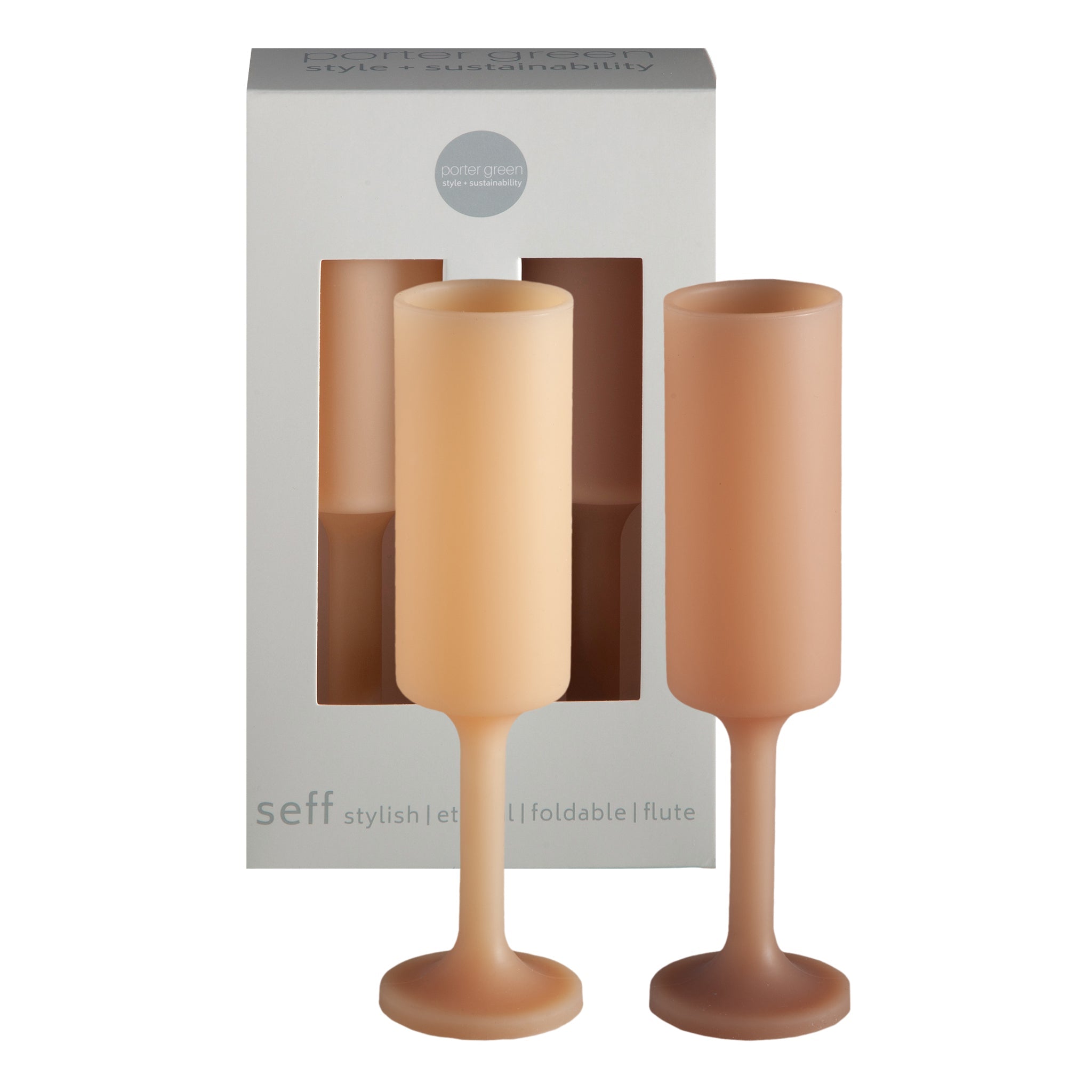 Porter Green | Seff | Silicone Unbreakable Champagne Flutes | Wheat + Oat