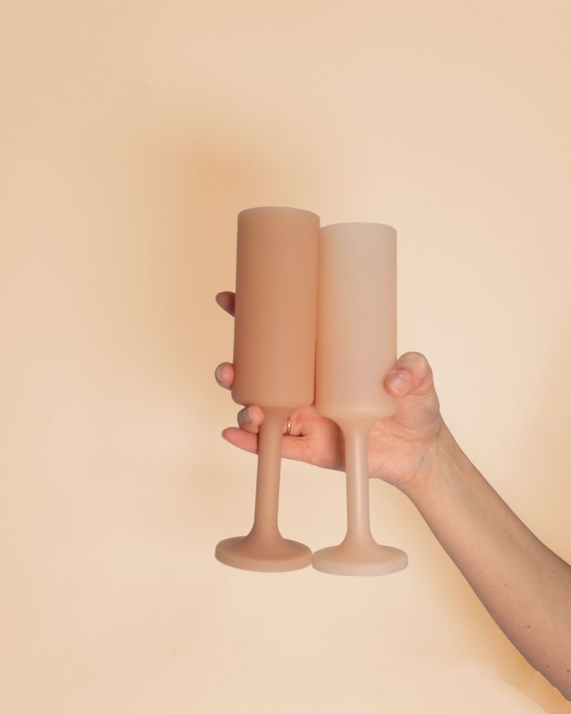 Porter Green | Seff | Silicone Unbreakable Champagne Flutes | Wheat + Oat