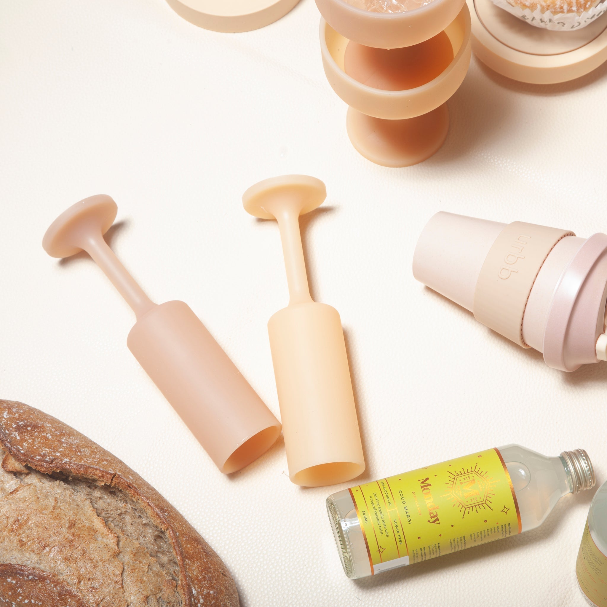 Porter Green | Seff | Silicone Unbreakable Champagne Flutes | Wheat + Oat