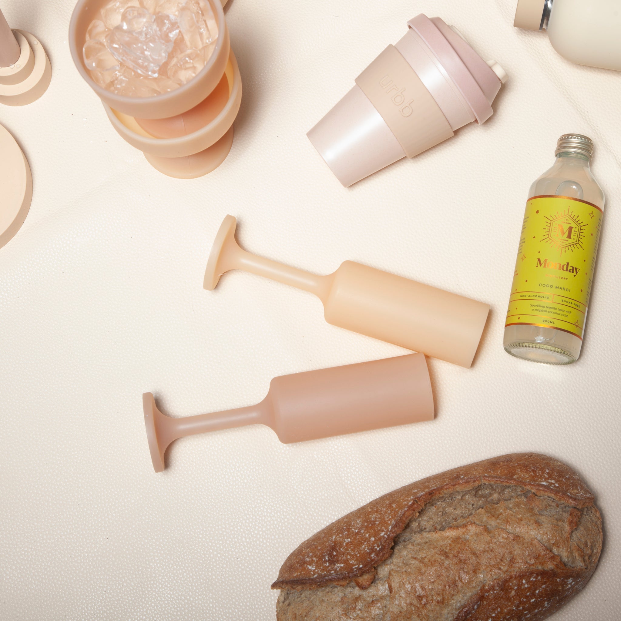 Porter Green | Seff | Silicone Unbreakable Champagne Flutes | Wheat + Oat