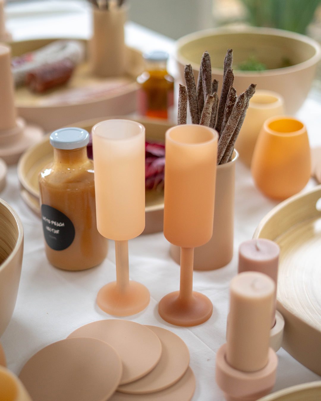 Porter Green | Seff | Silicone Unbreakable Champagne Flutes | Wheat + Oat