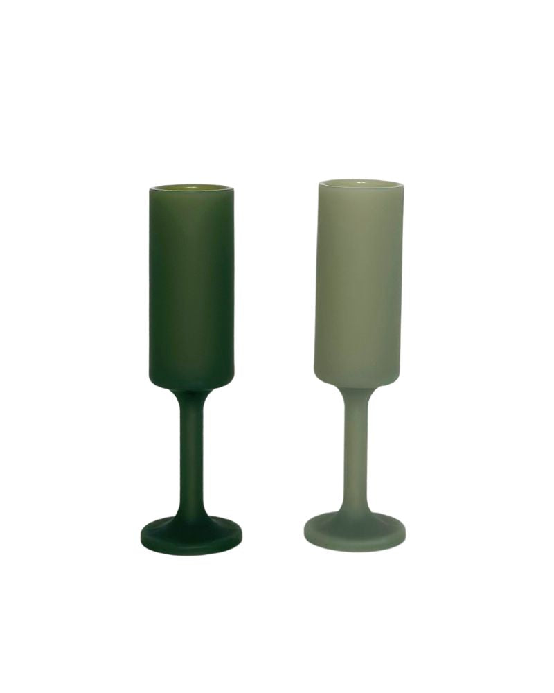 Porter Green | Seff | Silicone Unbreakable Champagne Flutes | Sage + Olive