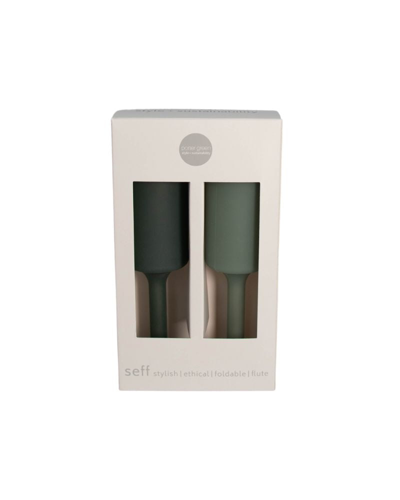 Porter Green | Seff | Silicone Unbreakable Champagne Flutes | Sage + Olive