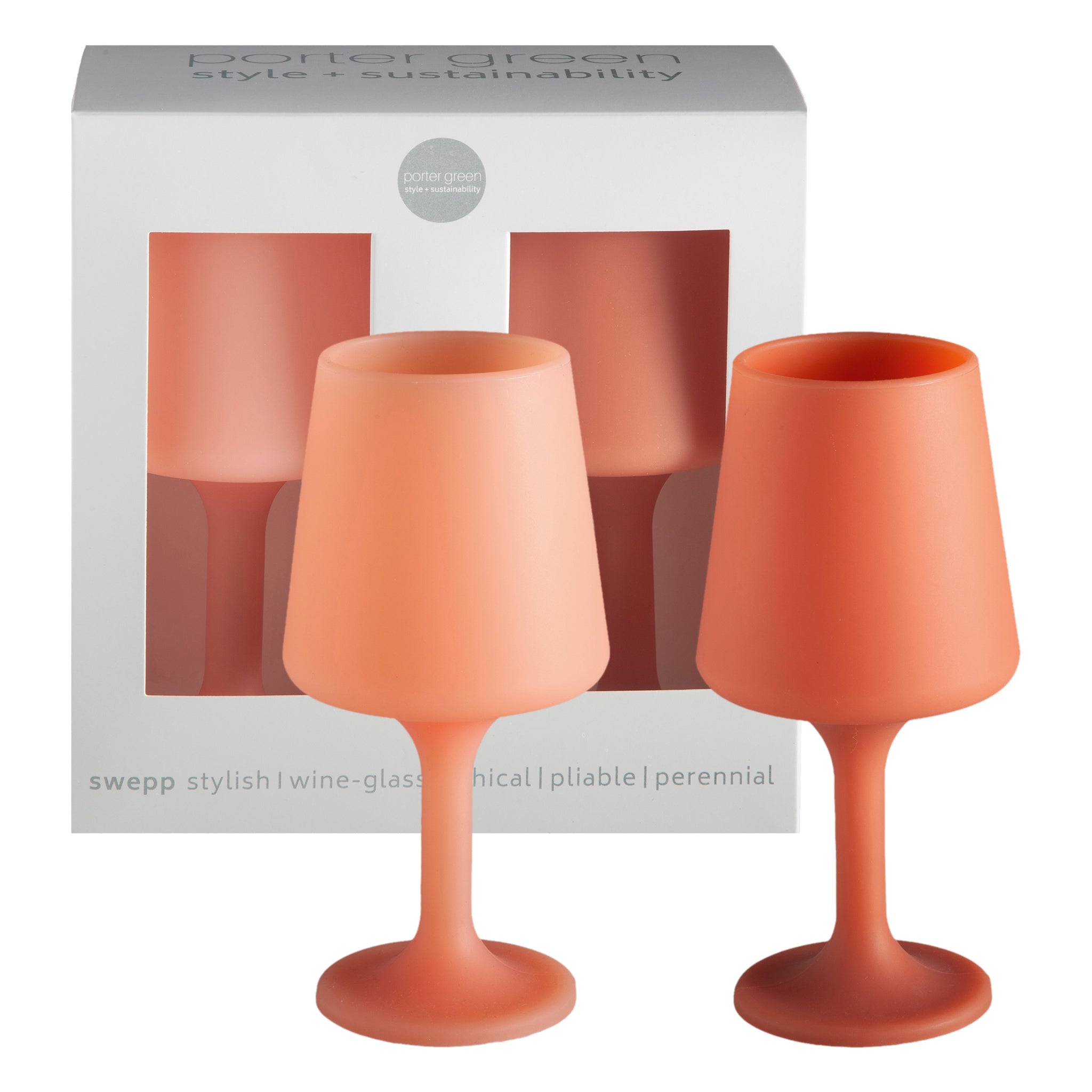 Porter Green | Swepp | Silicone Unbreakable Wine Glasses | Terra + Peach