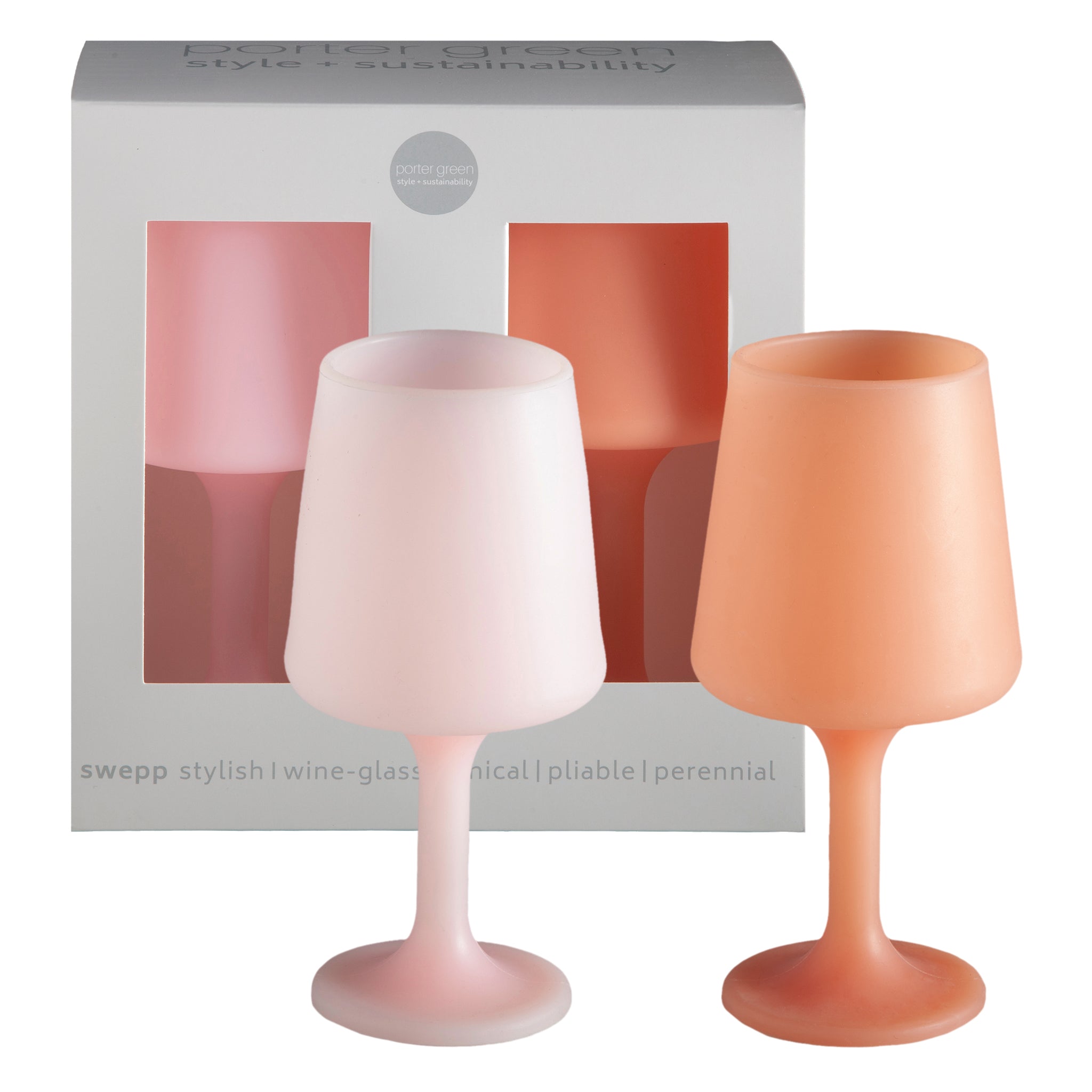 Porter Green | Swepp | Silicone Unbreakable Wine Glasses | Peach + Petal