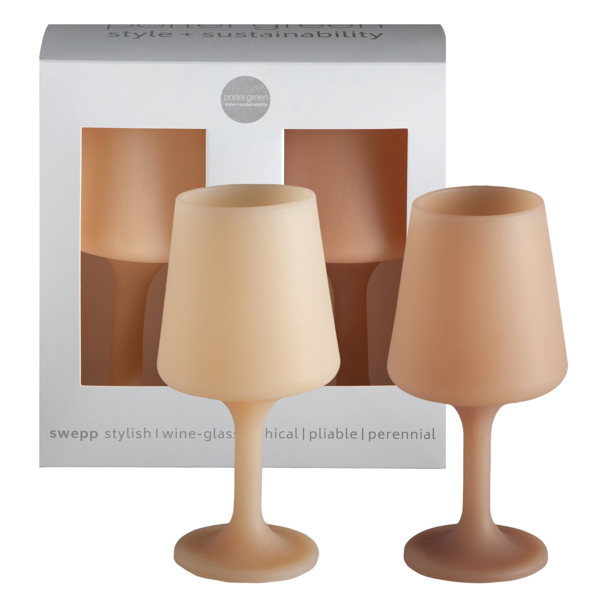 Porter Green | Swepp | Silicone Unbreakable Wine Glasses | Wheat + Oat