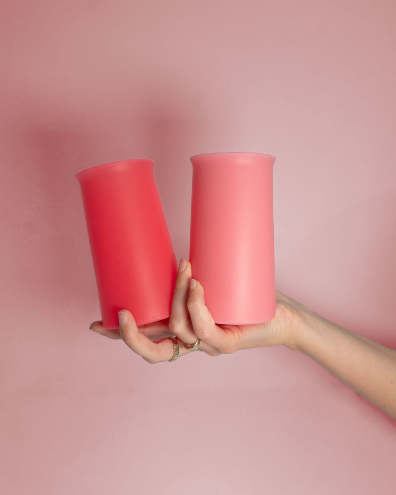 Porter Green | Stegg | Silicone Unbreakable Highball Glasses | Cherry + Blush