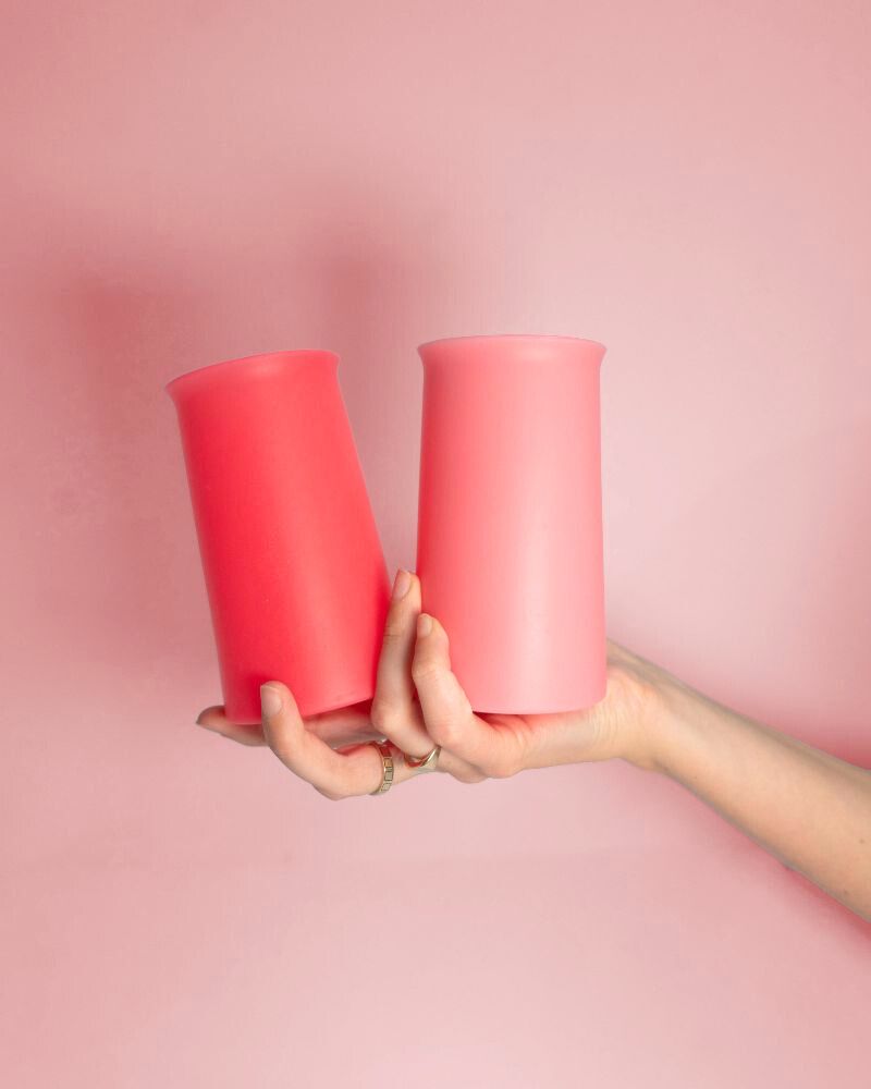 Porter Green | Stegg | Silicone Unbreakable Highball Glasses | Cherry + Blush