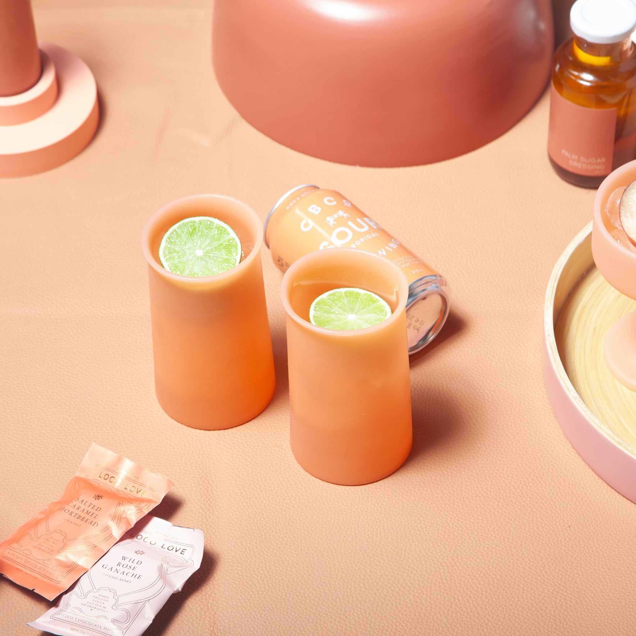 Porter Green | Stegg | Silicone Unbreakable Highball Glasses | Terra + Peach