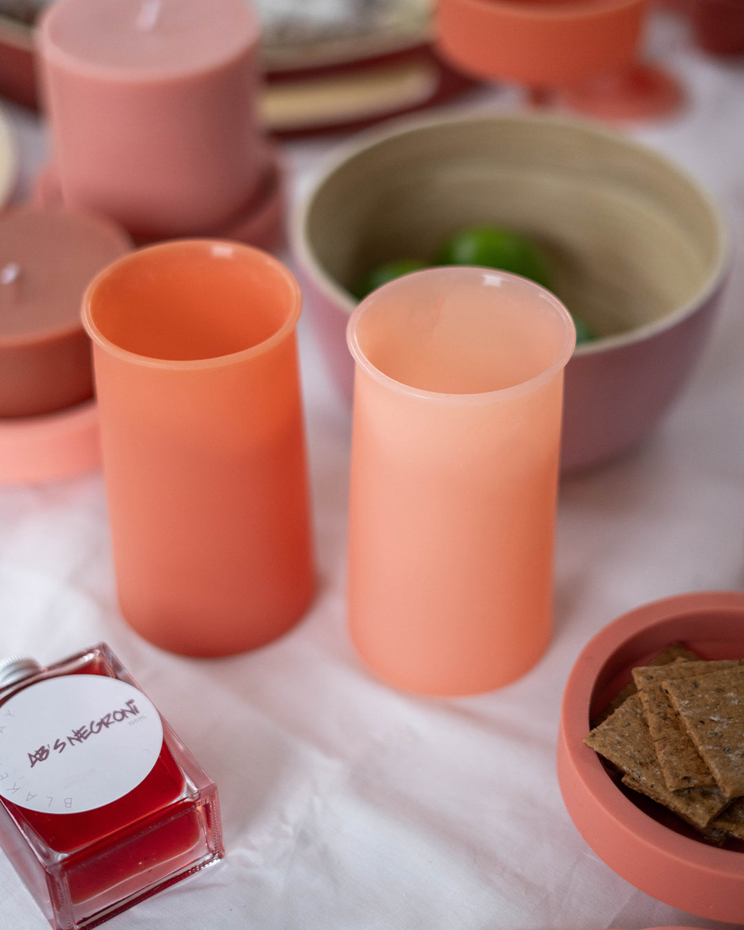 Porter Green | Stegg | Silicone Unbreakable Highball Glasses | Terra + Peach