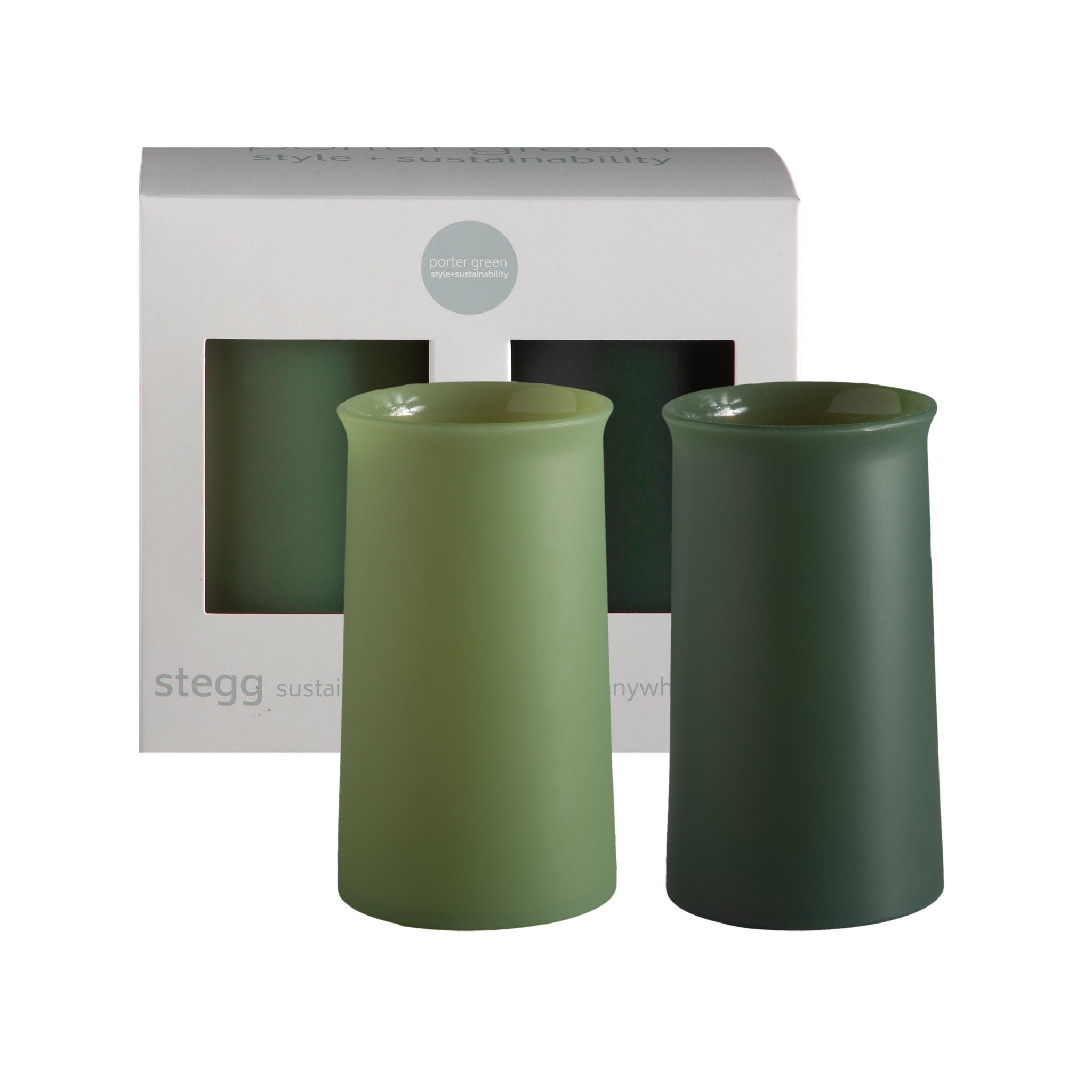 Porter Green | Stegg | Silicone Unbreakable Highball Glasses | Sage + Olive