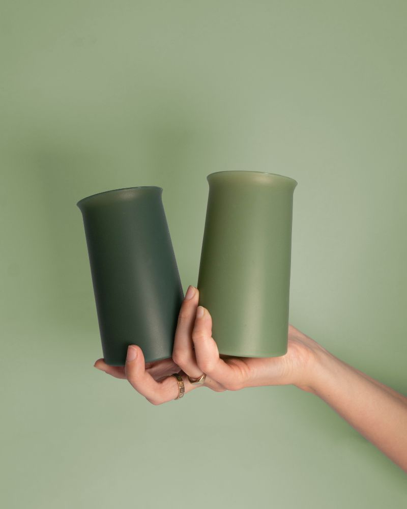 Porter Green | Stegg | Silicone Unbreakable Highball Glasses | Sage + Olive