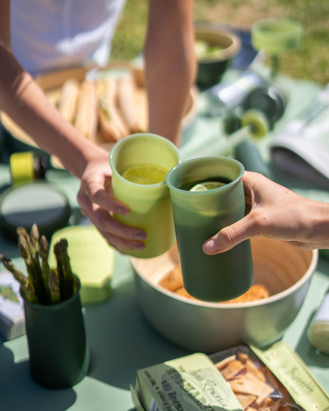 Porter Green | Stegg | Silicone Unbreakable Highball Glasses | Sage + Olive