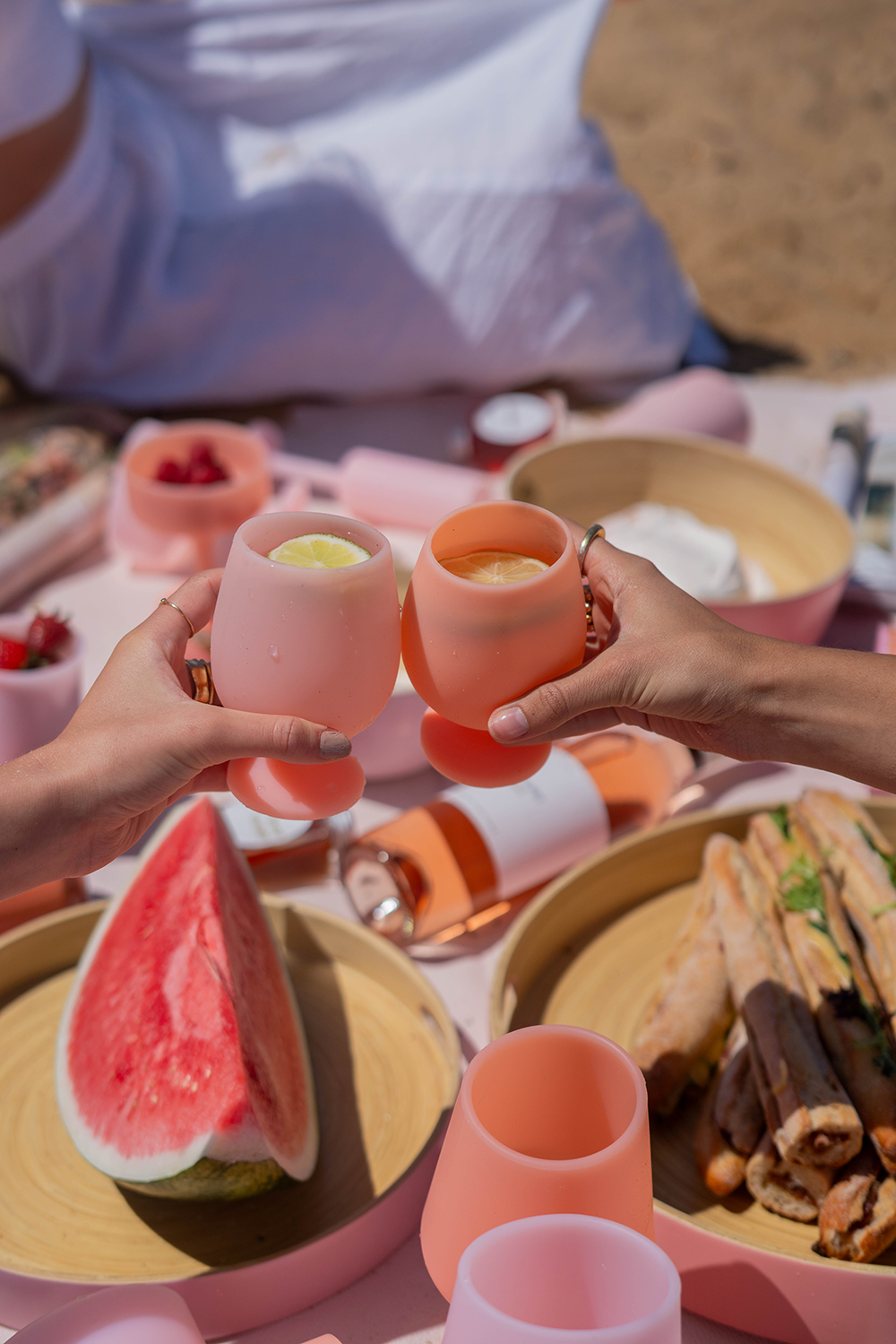 Porter Green | Stemm | Silicone Unbreakable Wine Glasses | Peach + Petal