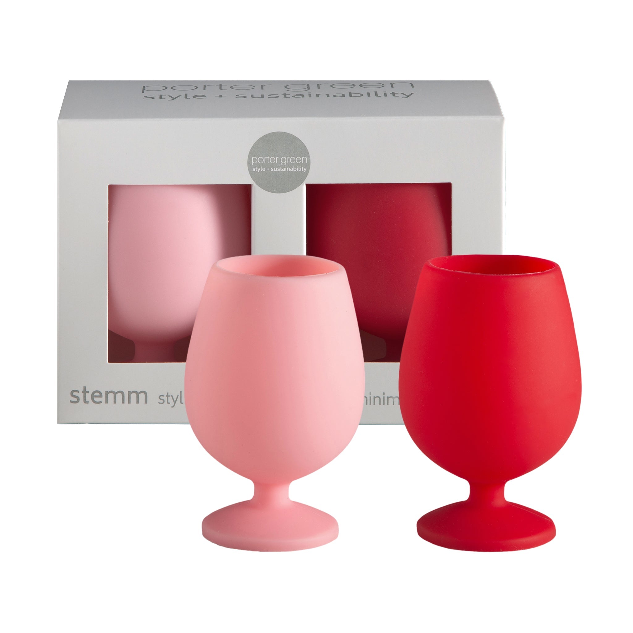 Porter Green | Stemm | Silicone Unbreakable Wine Glasses | Cherry + Blush