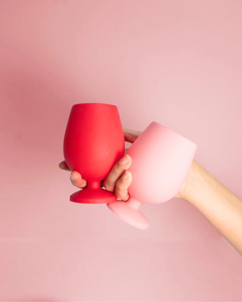 Porter Green | Stemm | Silicone Unbreakable Wine Glasses | Cherry + Blush