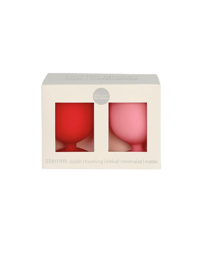 Porter Green | Stemm | Silicone Unbreakable Wine Glasses | Cherry + Blush