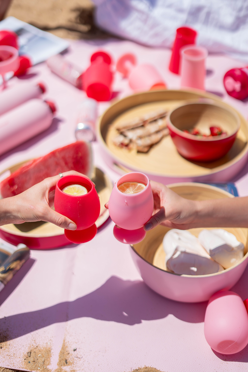 Porter Green | Stemm | Silicone Unbreakable Wine Glasses | Cherry + Blush