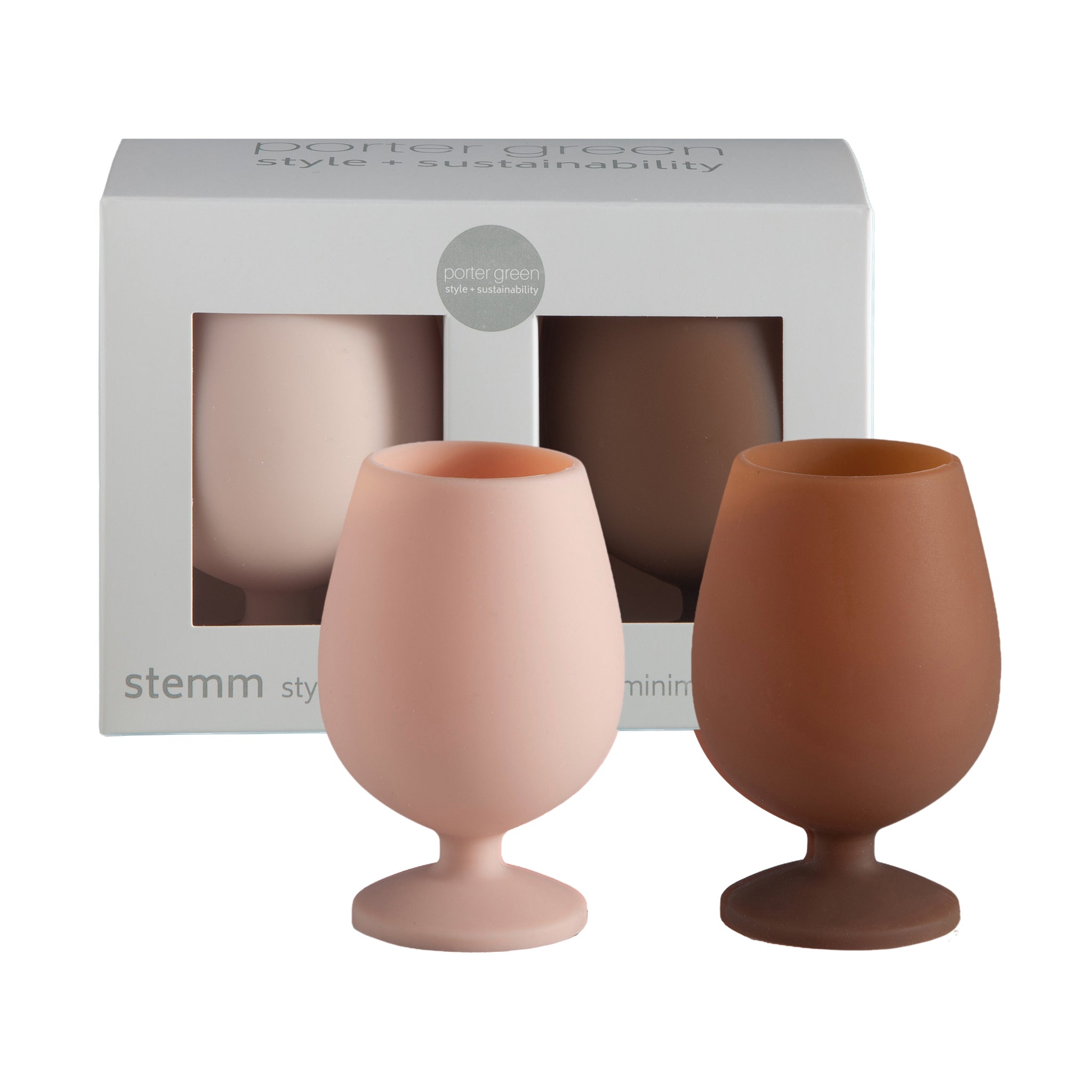 Porter Green | Stemm | Silicone Unbreakable Wine Glasses | Latte + Donkey